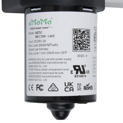 Technical label on a device with branding and specifications