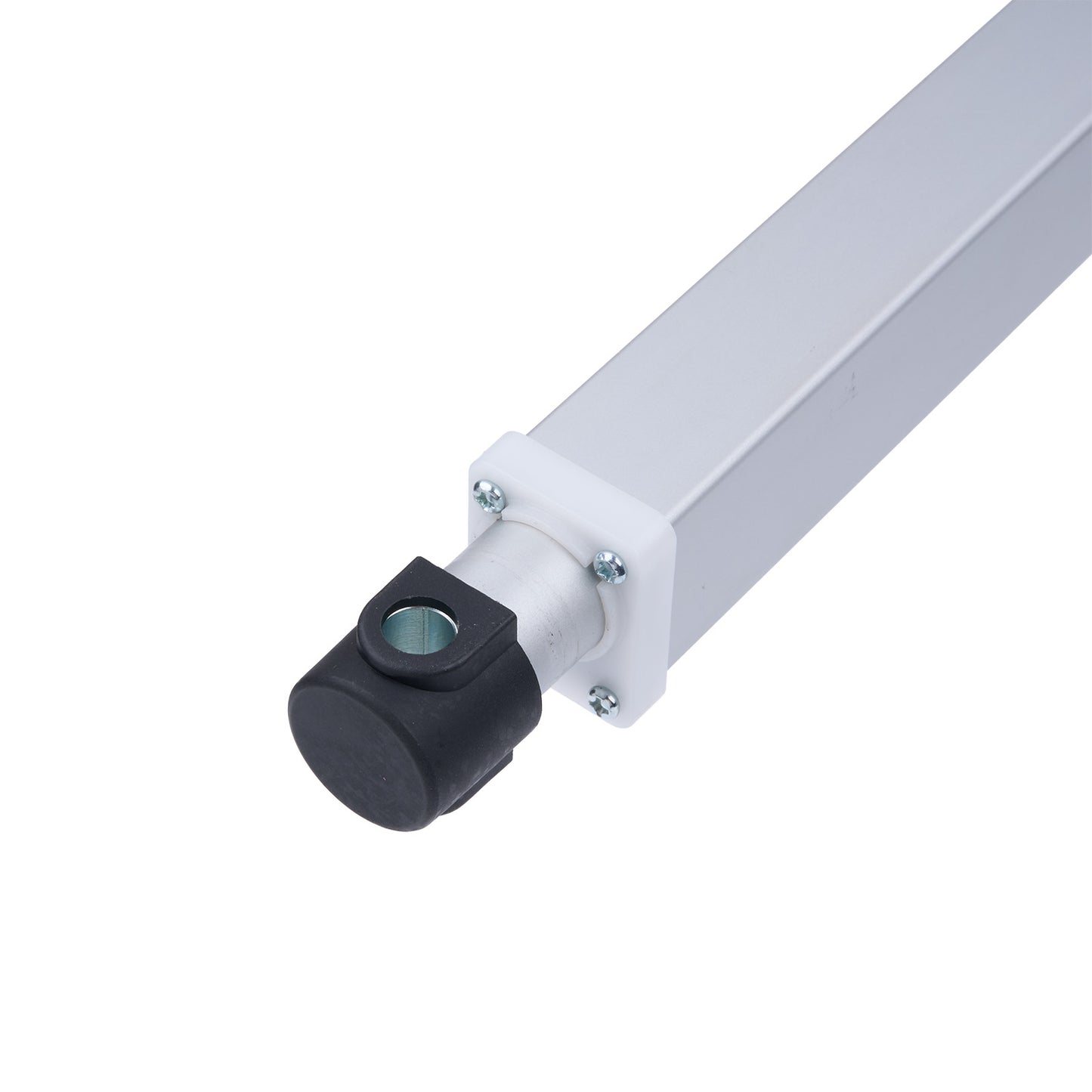 Light fixture with black end cap on a white background