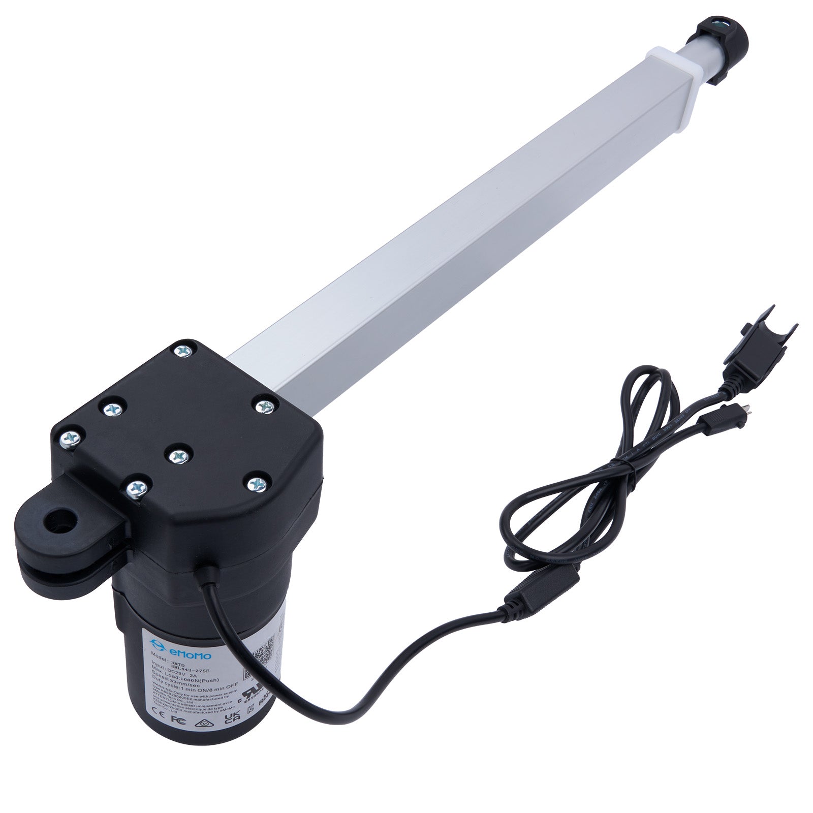 Electric actuator with a cable on a white background