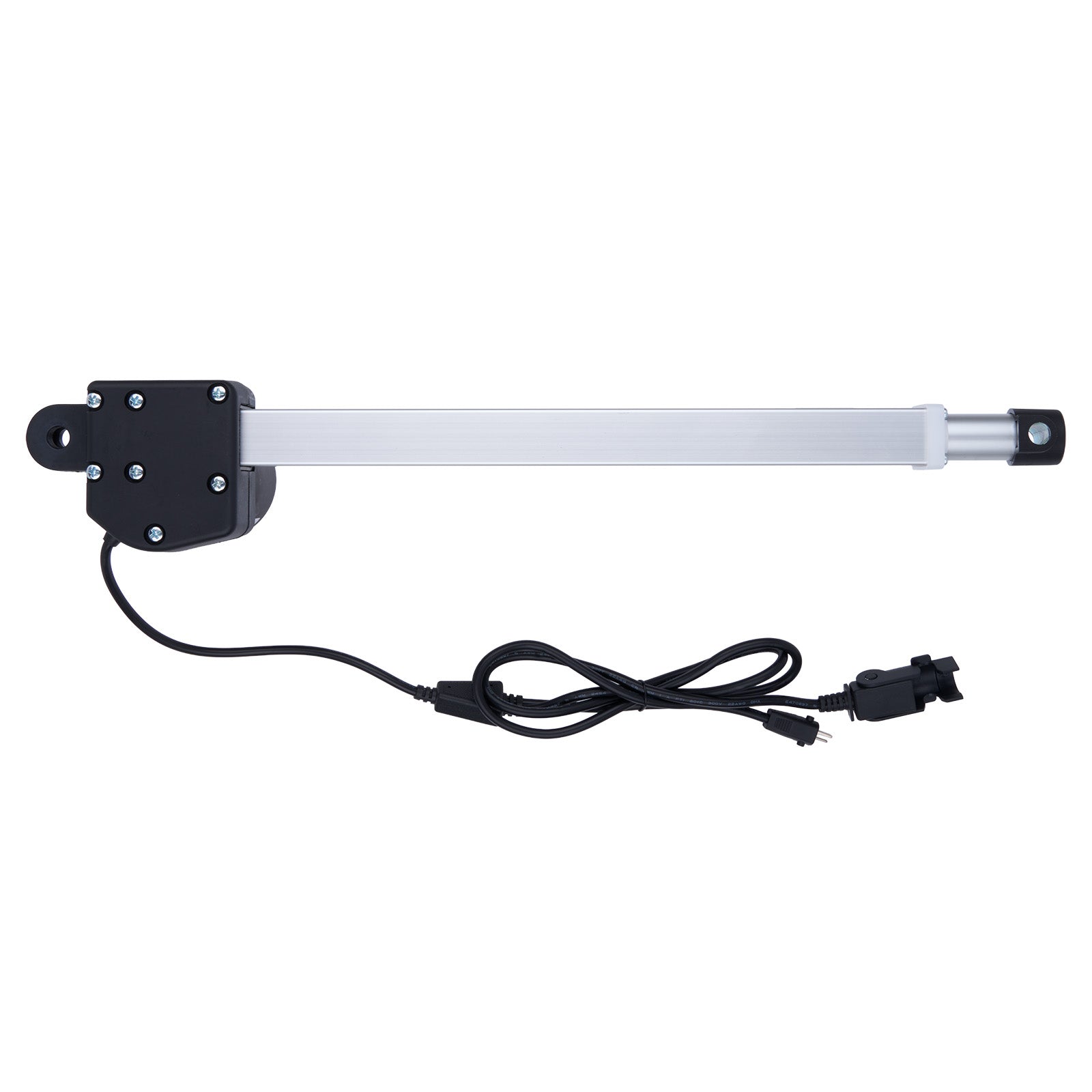 Linear actuator with power cord on a white background