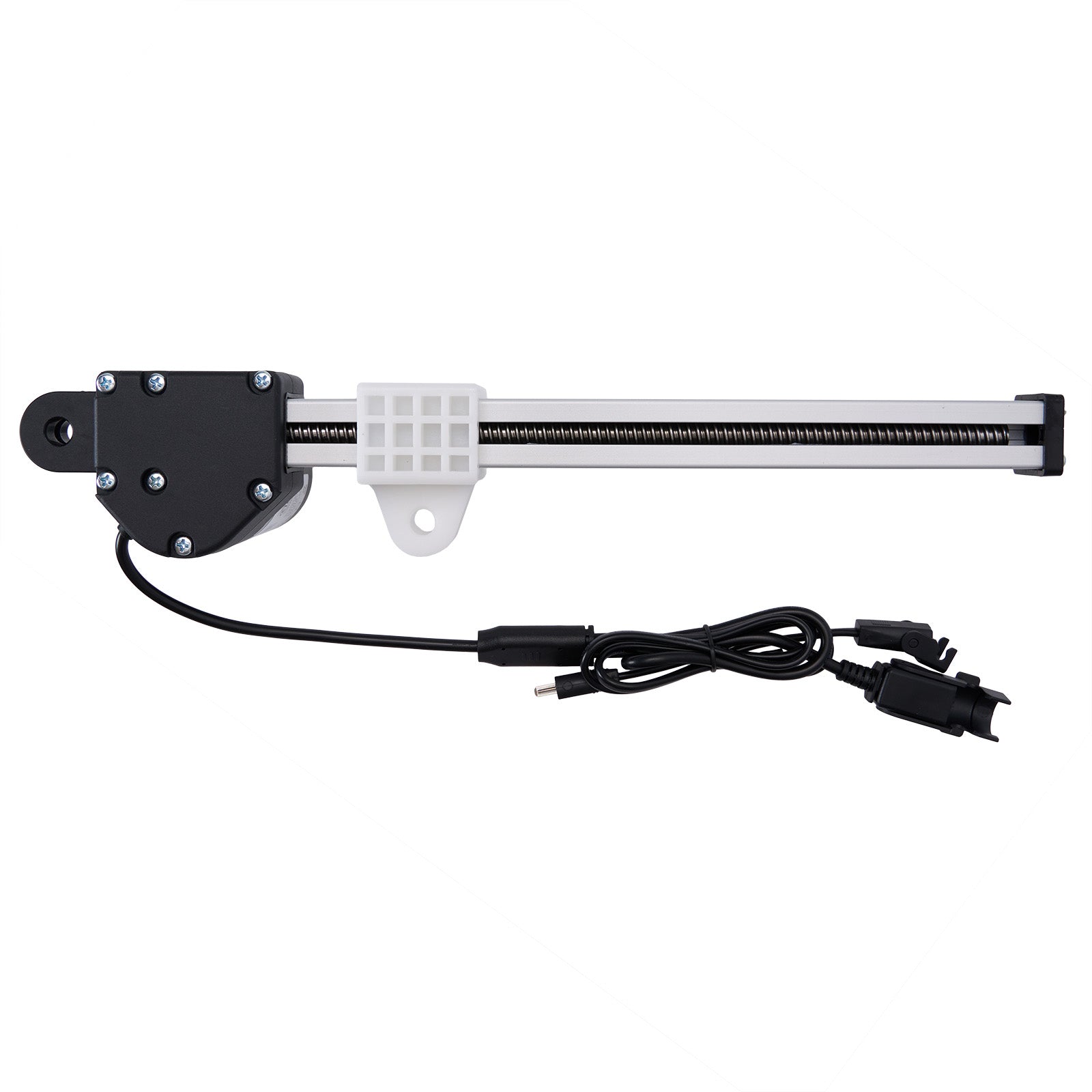 Mechanical component with power cable on white background