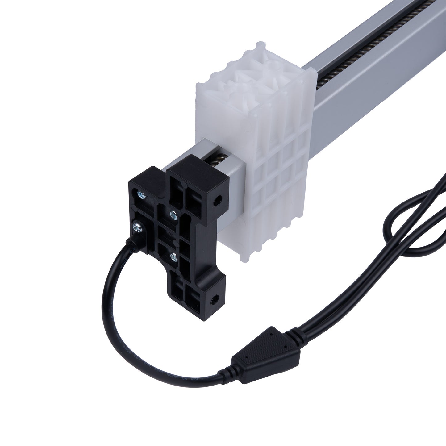 Electrical connector with a cable on a white background