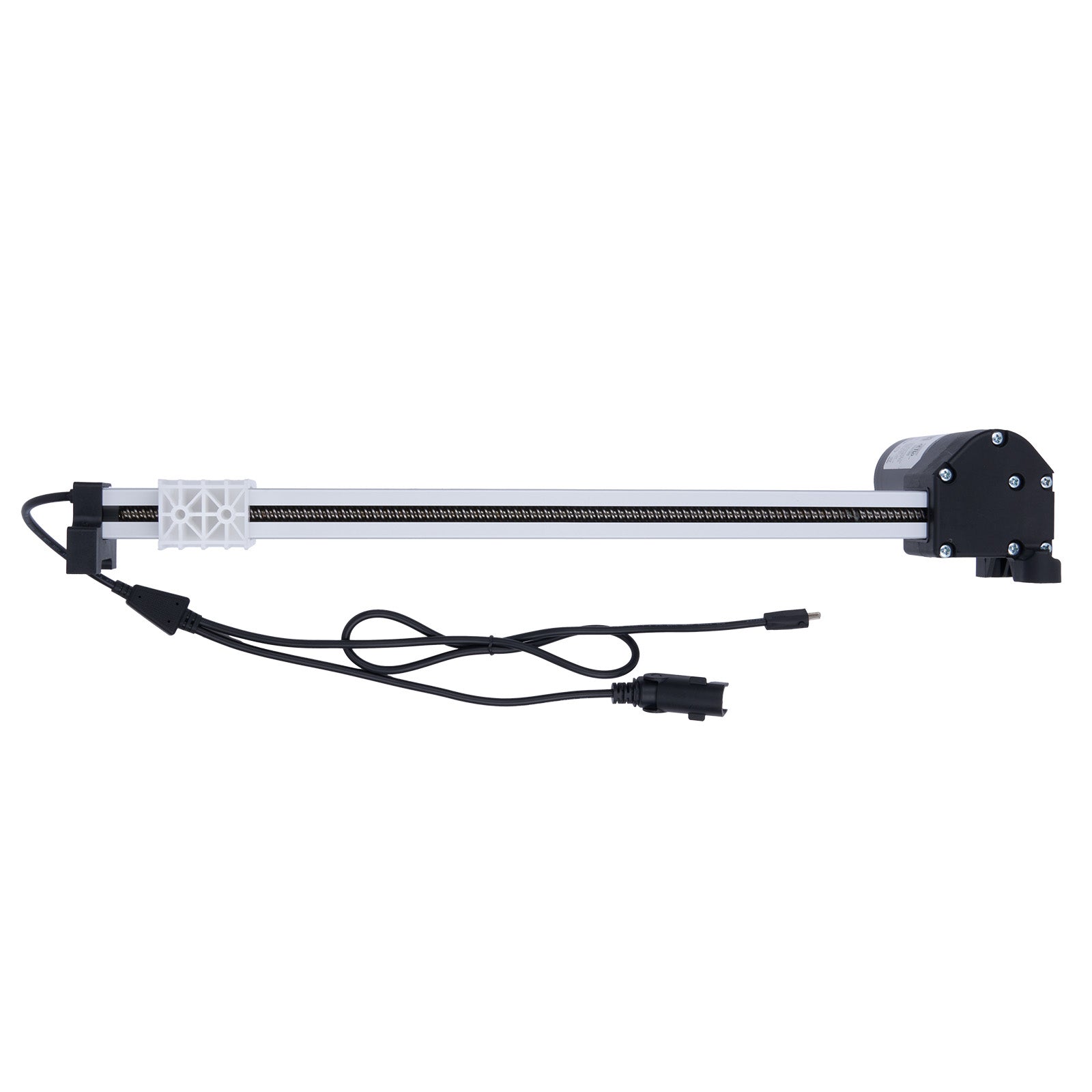 Long rectangular light fixture with a cable on a white background