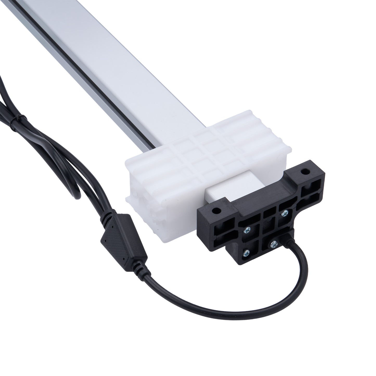 LED light bar with power connector on a white background