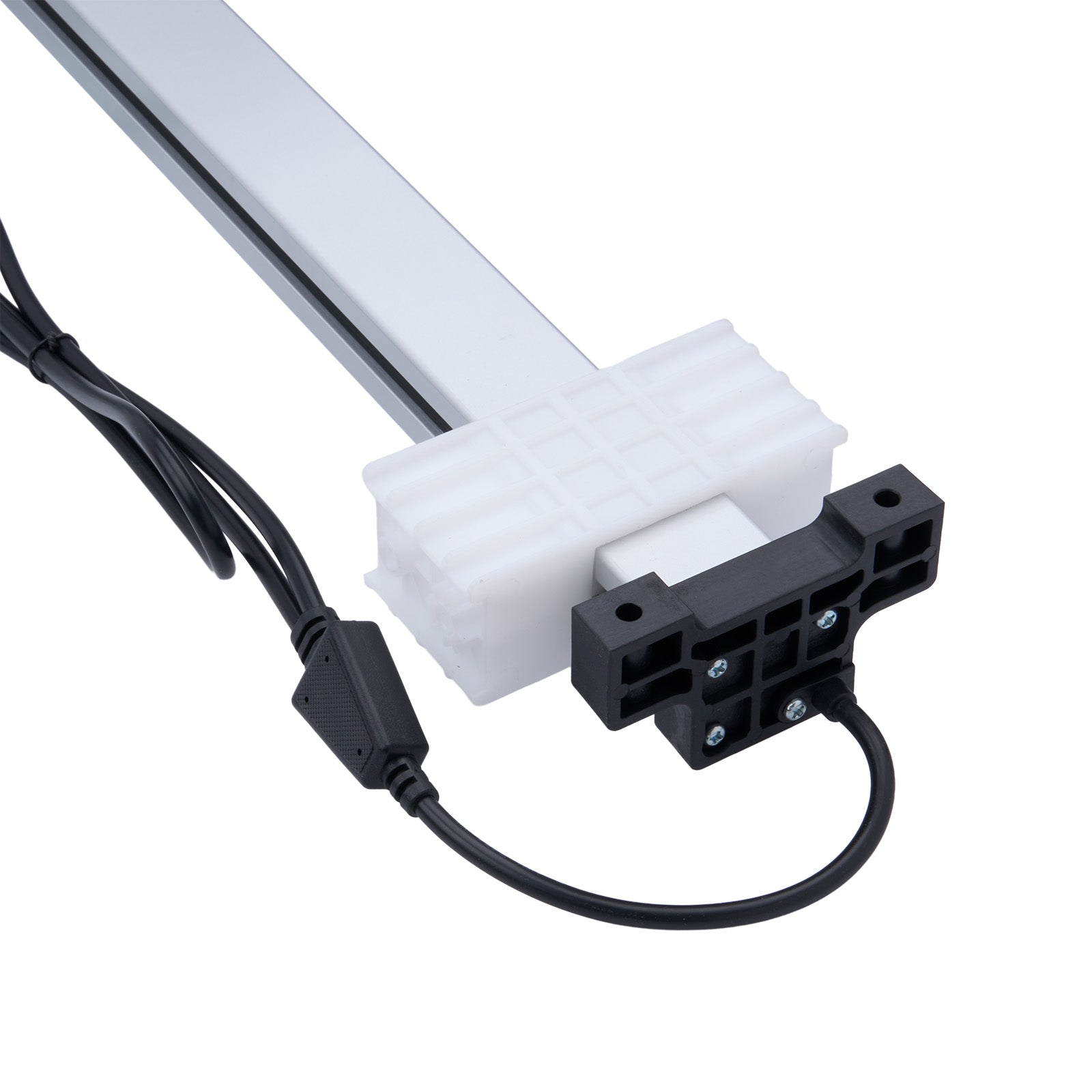 LED light bar with power connector on a white background