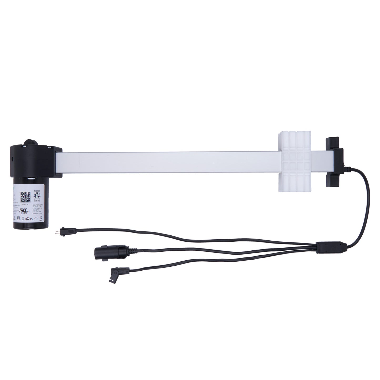 Electronic component with connectors on a white background