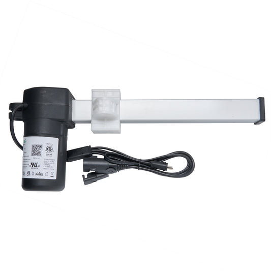A black linear actuator with cables and plugs, typically used as a motor for recliner or lift chairs.