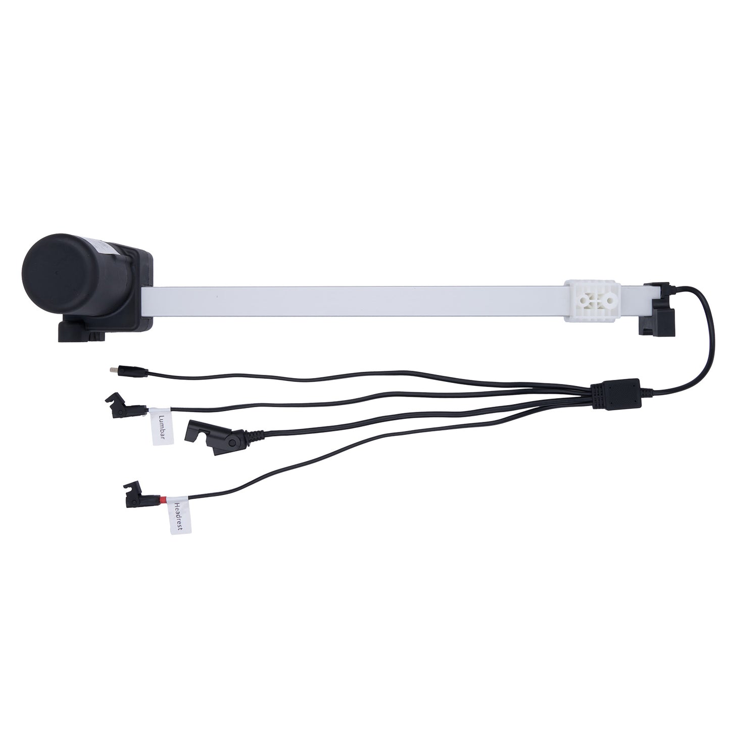 Mechanical arm with multiple joints and cables on a white background