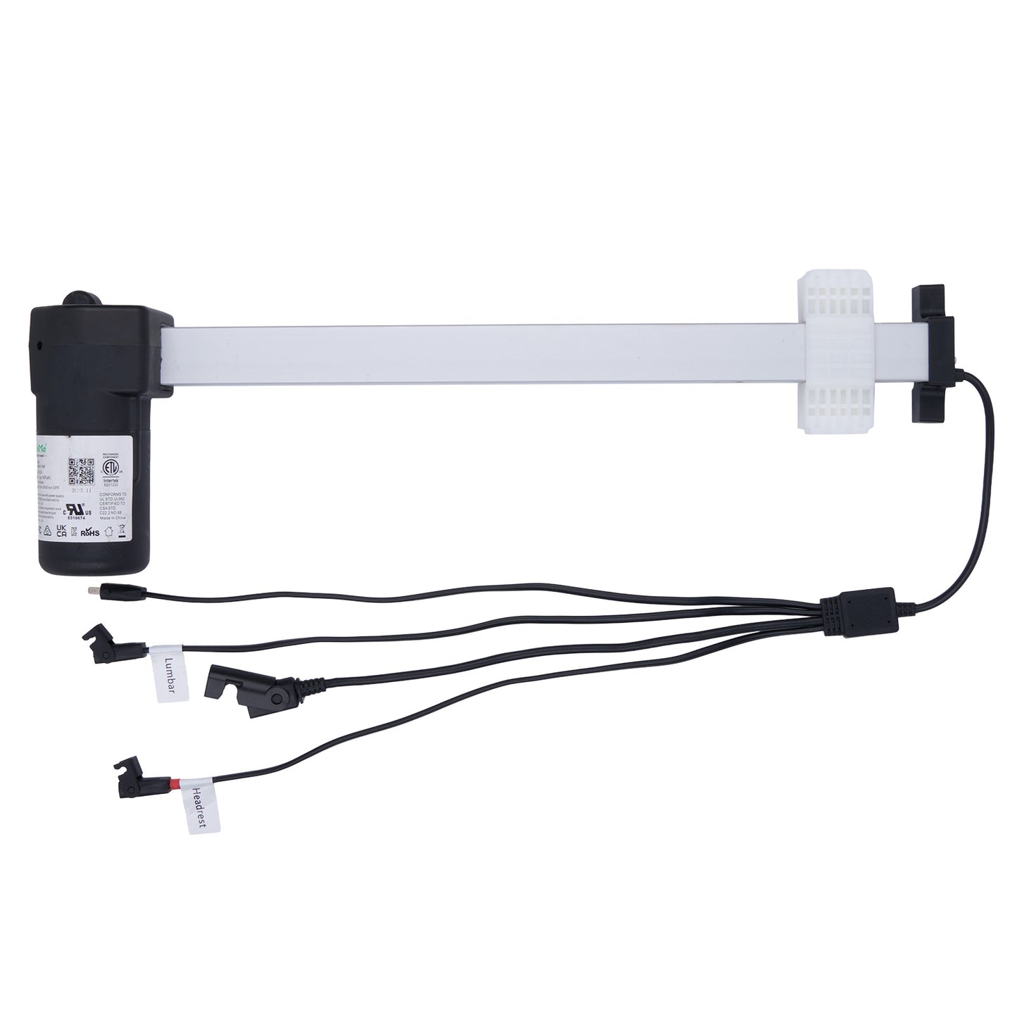 Electronic component with connectors and wires on a white background