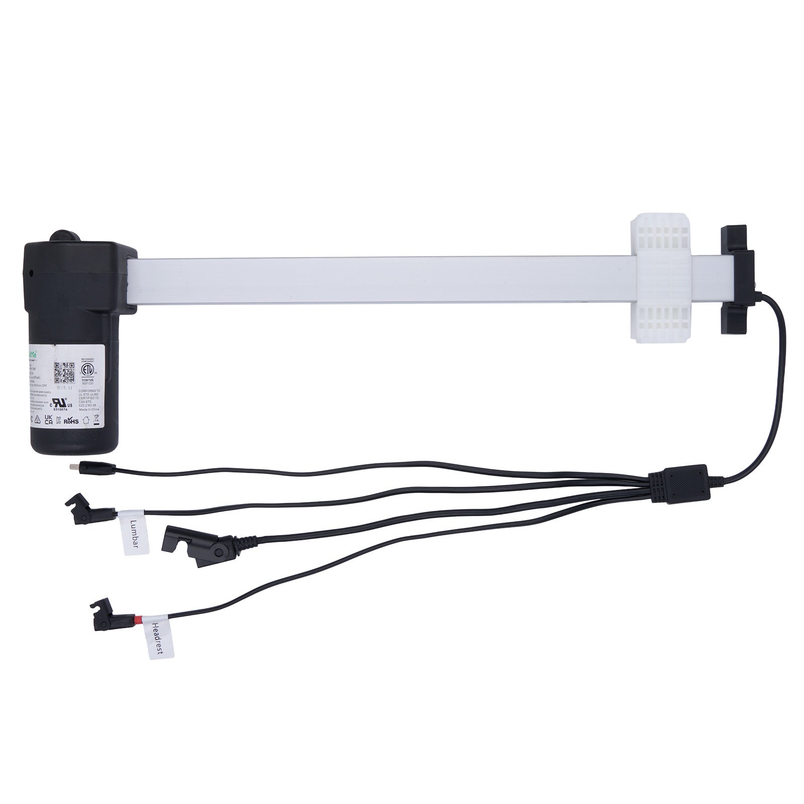 Electronic component with connectors and wires on a white background