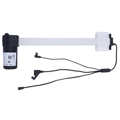 Electronic device with a black cylindrical component and white rectangular component on a white background