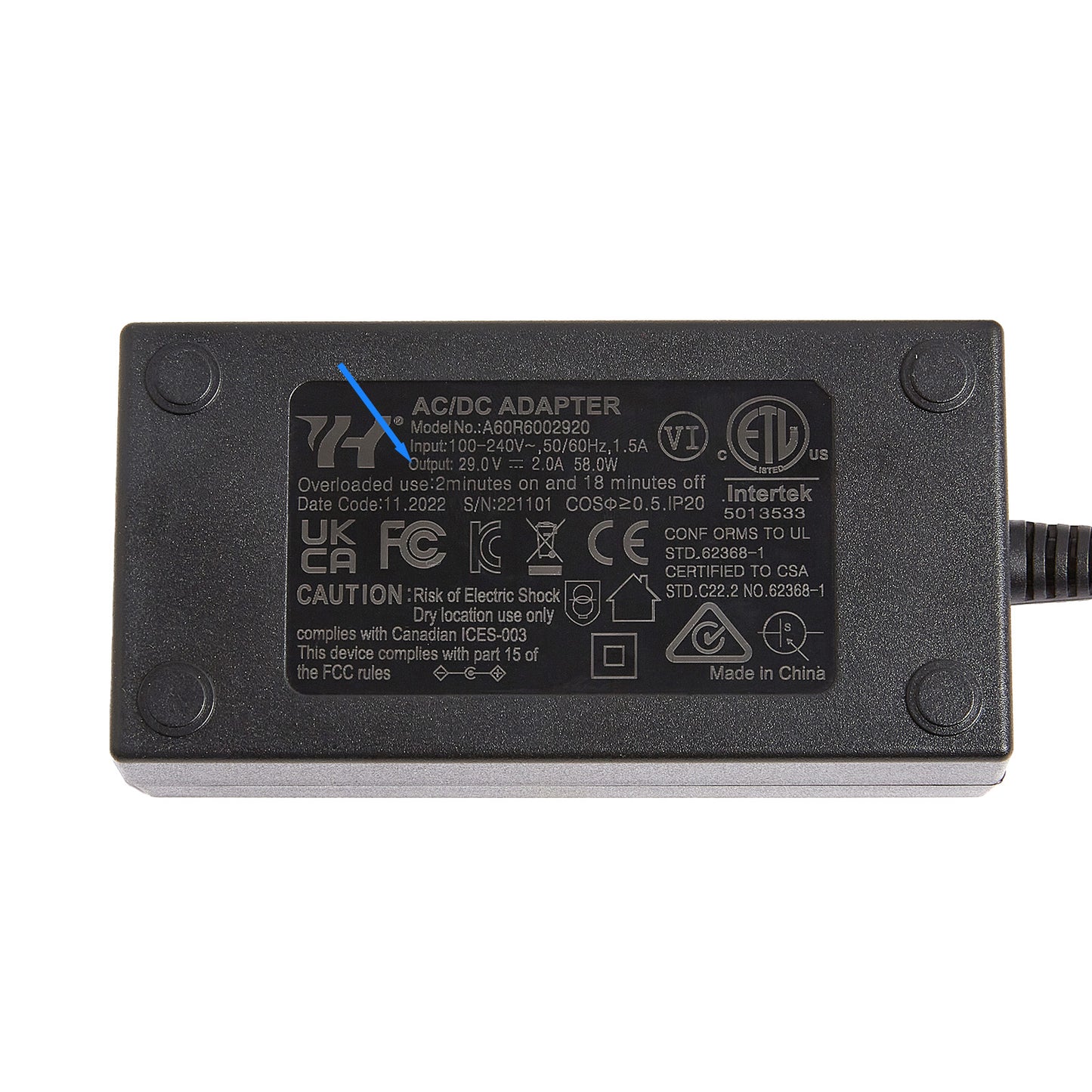 29V 2A Power Adapter for Adjustable Bed Bases - 2-Pin Connector
