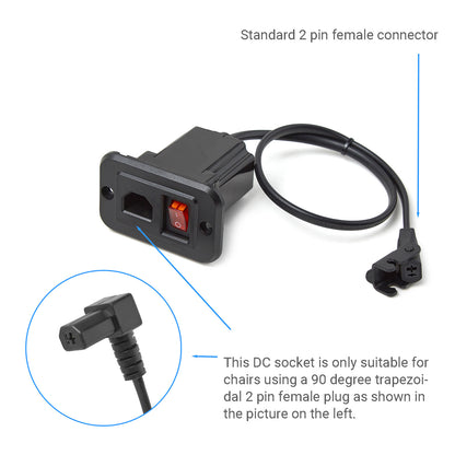 Mulin DCP21-04-Y-01-01 DC Power Socket with Switch for Power Recliners and Motion Furniture