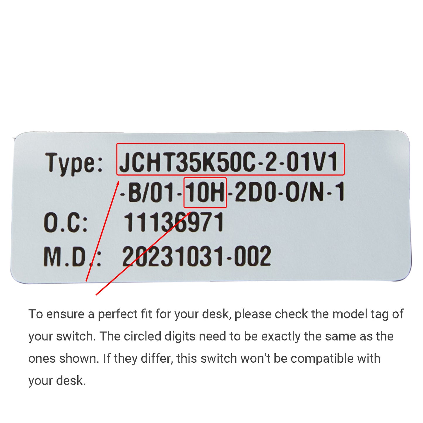 JCTH35K50C-2-01V1 Control Switch for Adjustable Desk