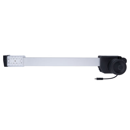 White LED light bar with black end caps on a white background