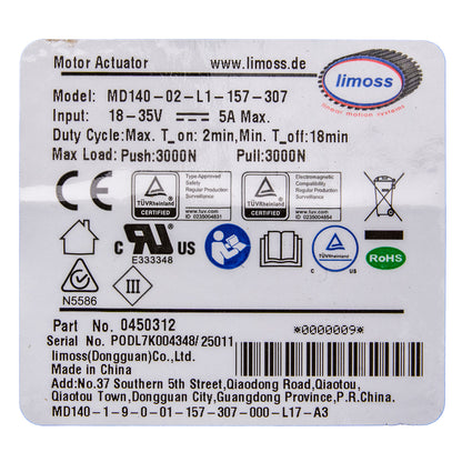 Limoss 450312 Linear Actuator MD140-02-L1-157-307