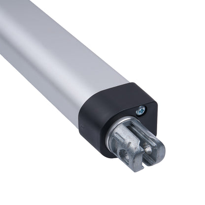 Metallic cylindrical component with black and silver finish on a white background