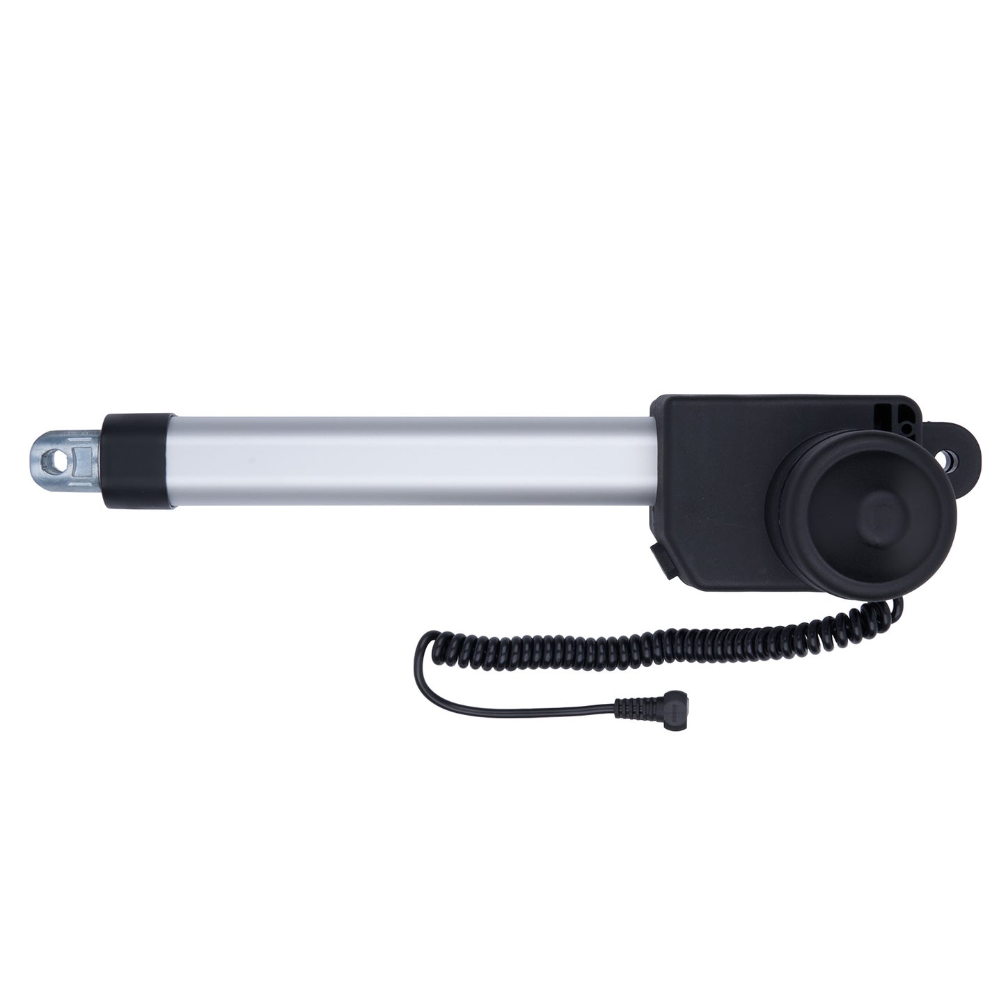Linear actuator with black control handle on a white background