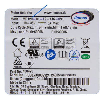 Limoss 450425 Linear Actuator MD120-01-L2-416-091