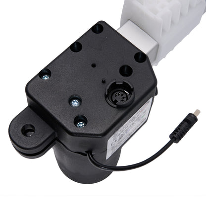 Black mechanical component with wiring on a white background