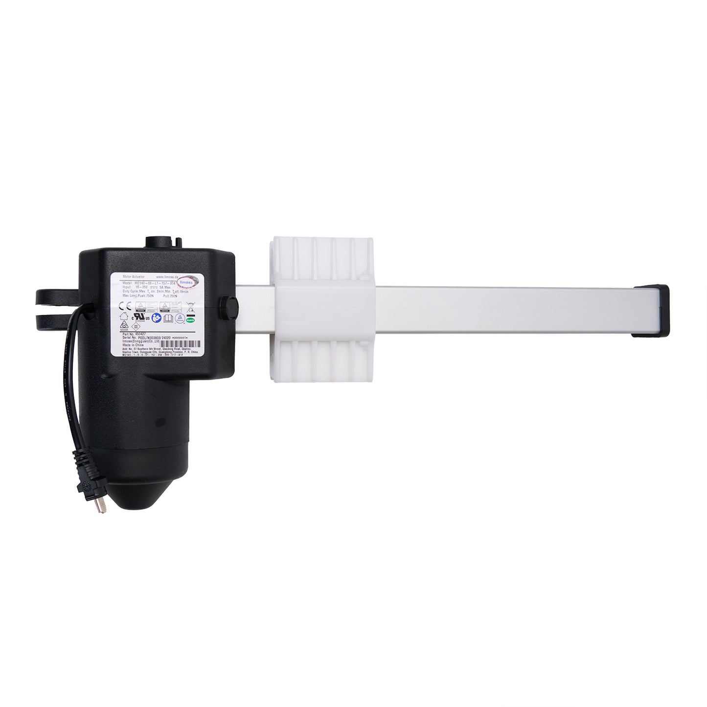 Black and white mechanical device on a white background