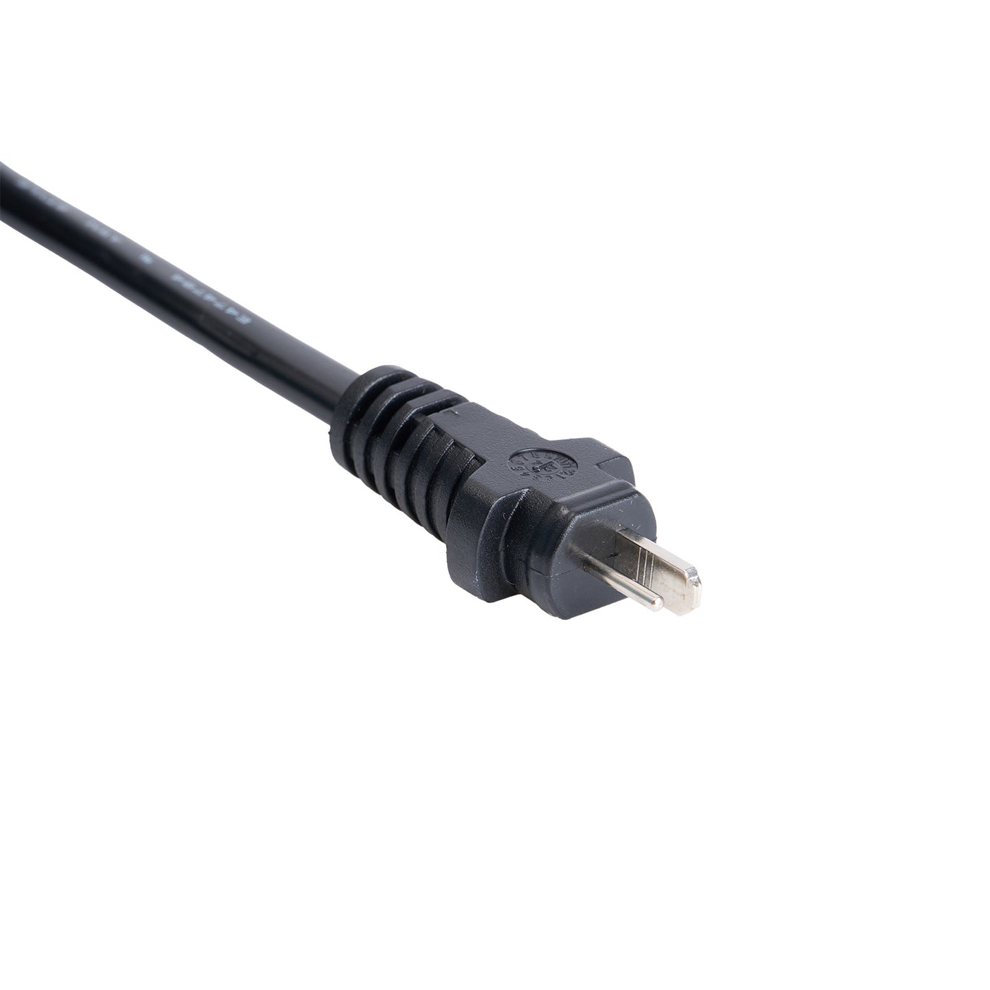 Black electrical plug on a white background