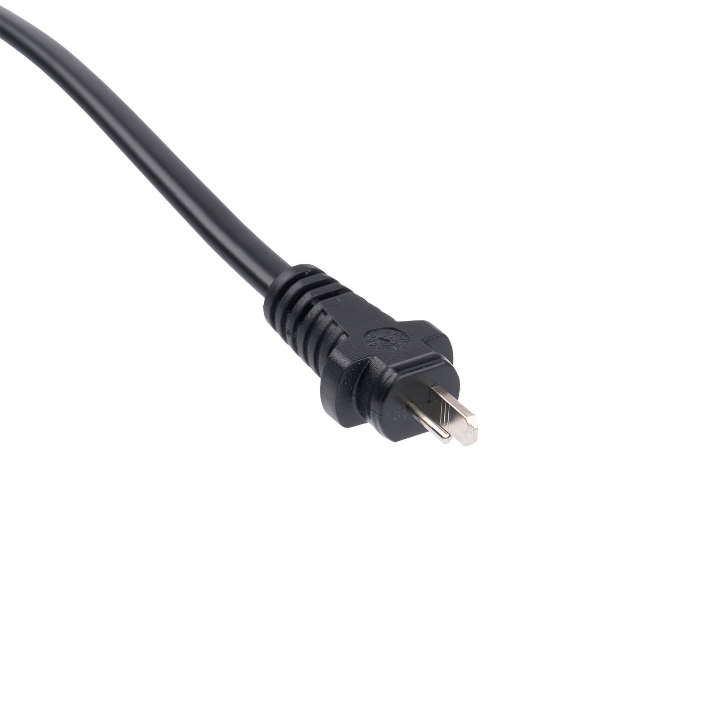 Black electrical plug on a white background