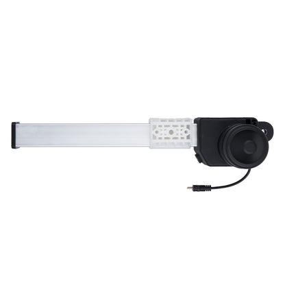 Retractable belt with a black buckle on a white background