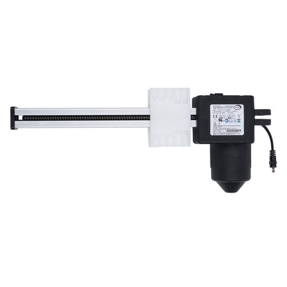 Electronic device with a cylindrical component and a long horizontal bar on a white background