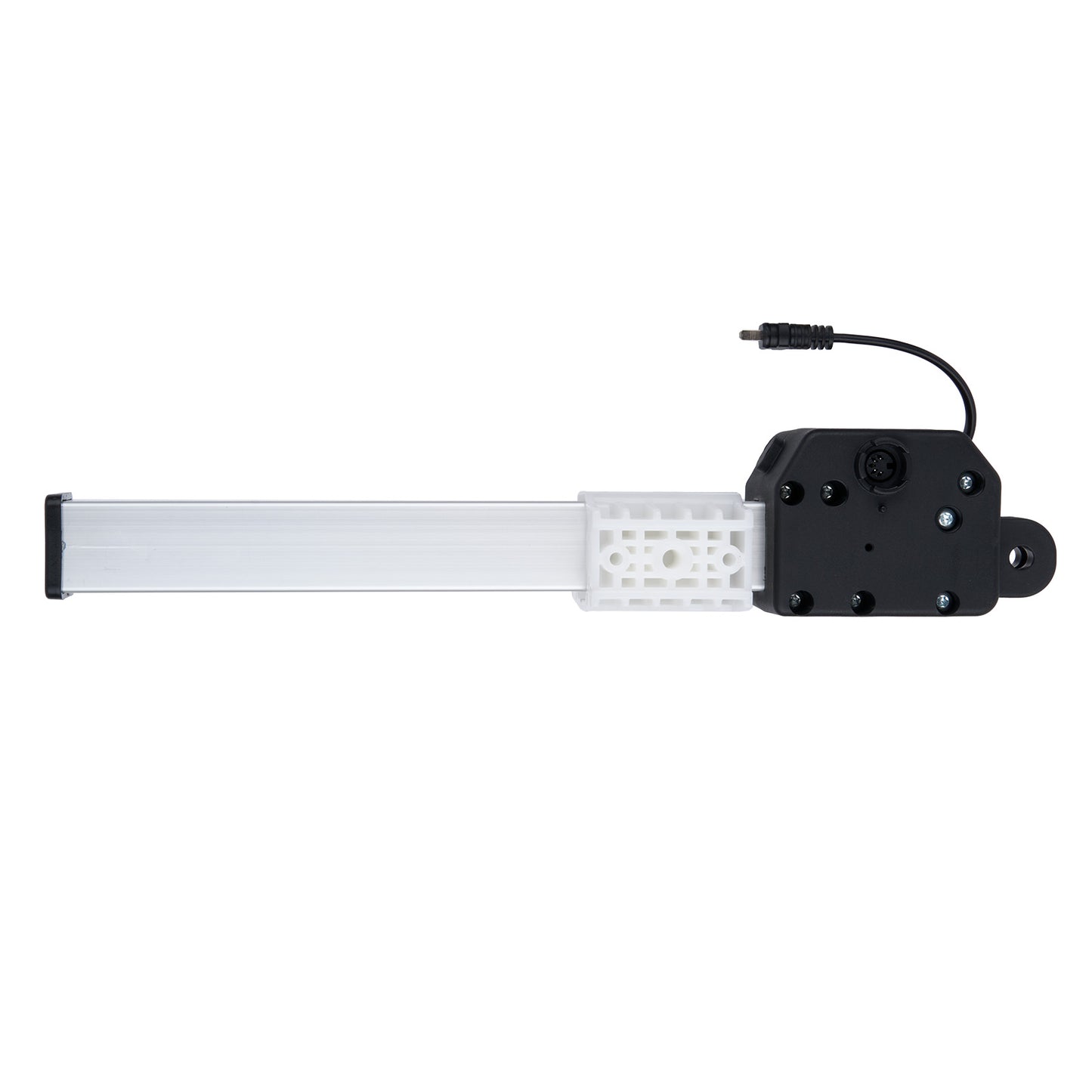 Mechanical arm with a white arm and black base on a white background