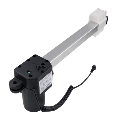 Mechanical arm with a black actuator on a white background