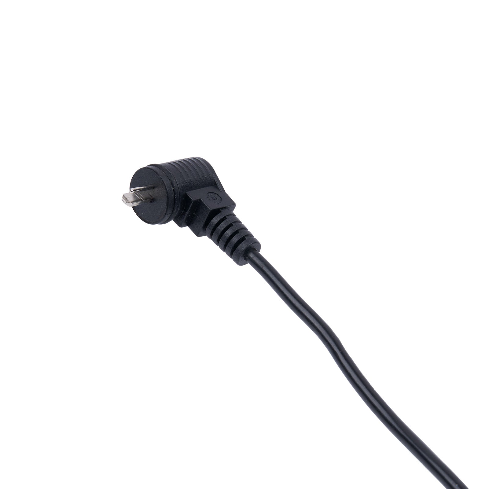 Black electrical plug on a white background