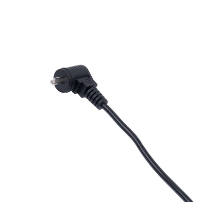 Black electrical plug on a white background
