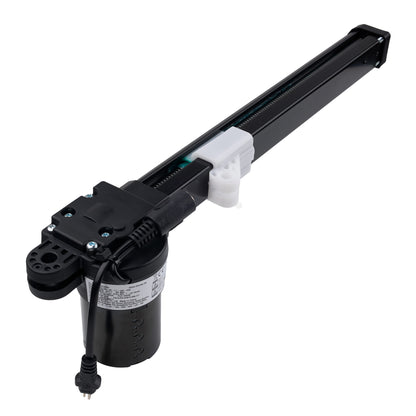Black actuator with a white background