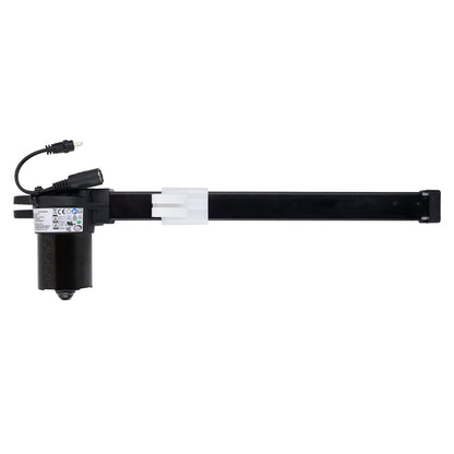 Black and transparent cylindrical device with a power cord on a white background