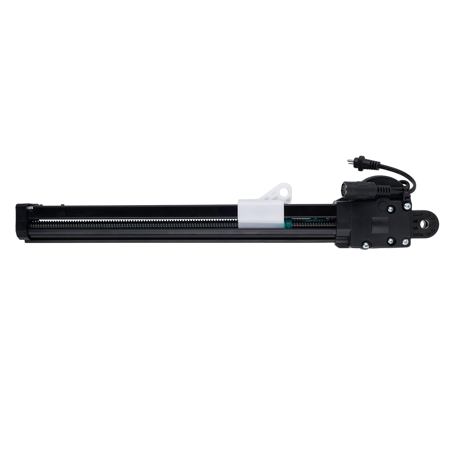 Black mechanical component on a white background