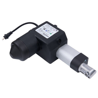 Black and silver mechanical component on a white background