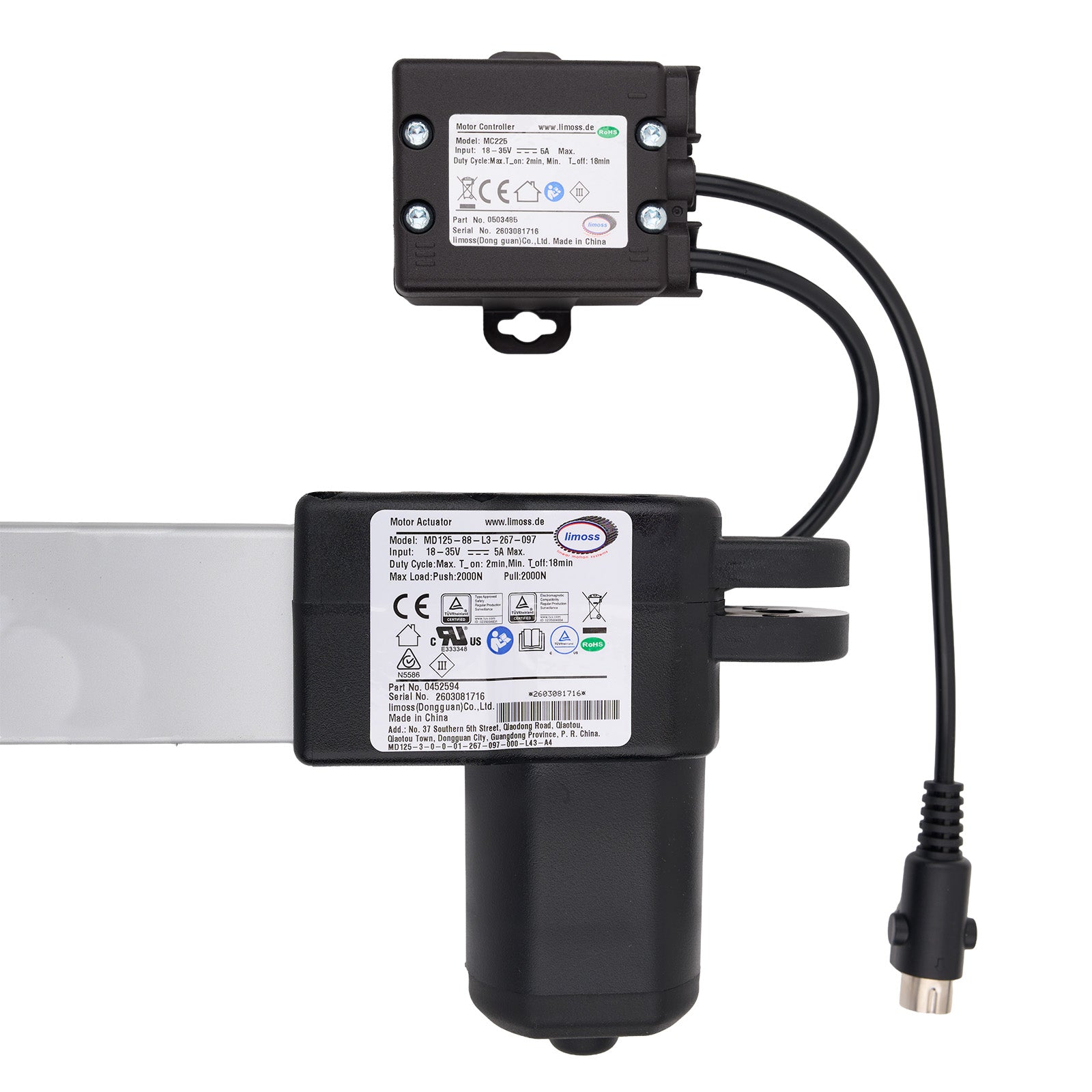 Motorized slider with electronic components on a white background