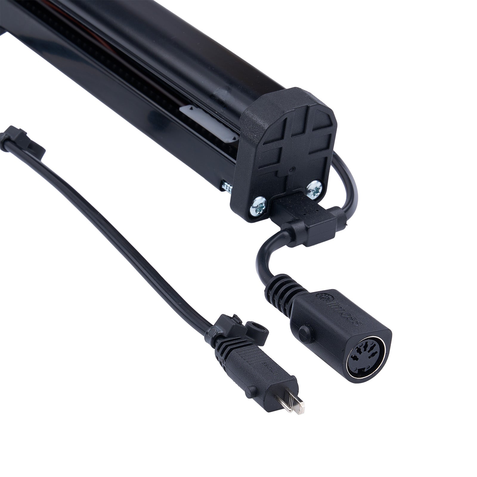 Black light bar with connectors on a white background