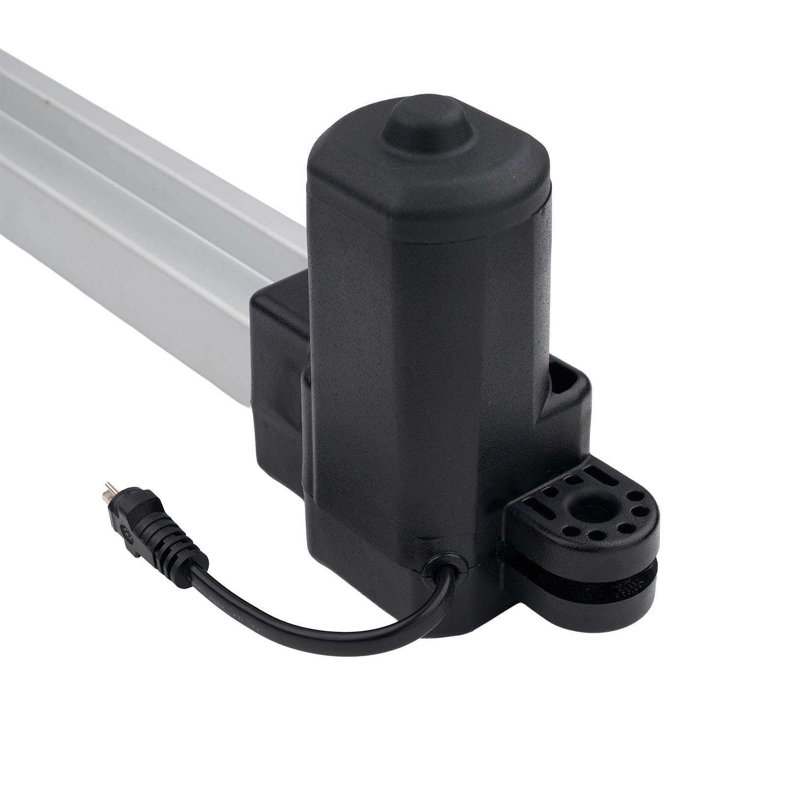 Black electric挺杆 with white rod on a white background