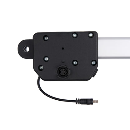 Black mechanical component with wiring on a white background