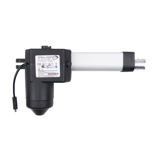 Black and white actuator on a white background