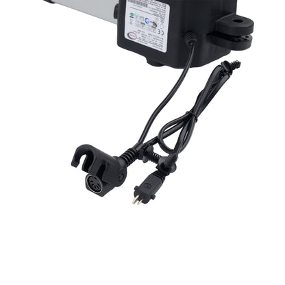 Electrical component with power cord and connectors on a white background