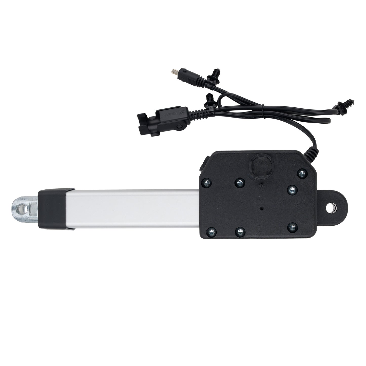 Mechanical arm with a motor and wiring on a white background