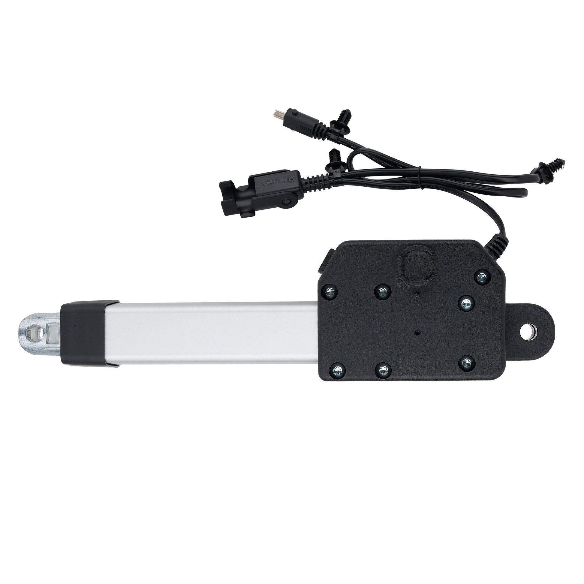 Mechanical arm with a motor and wiring on a white background