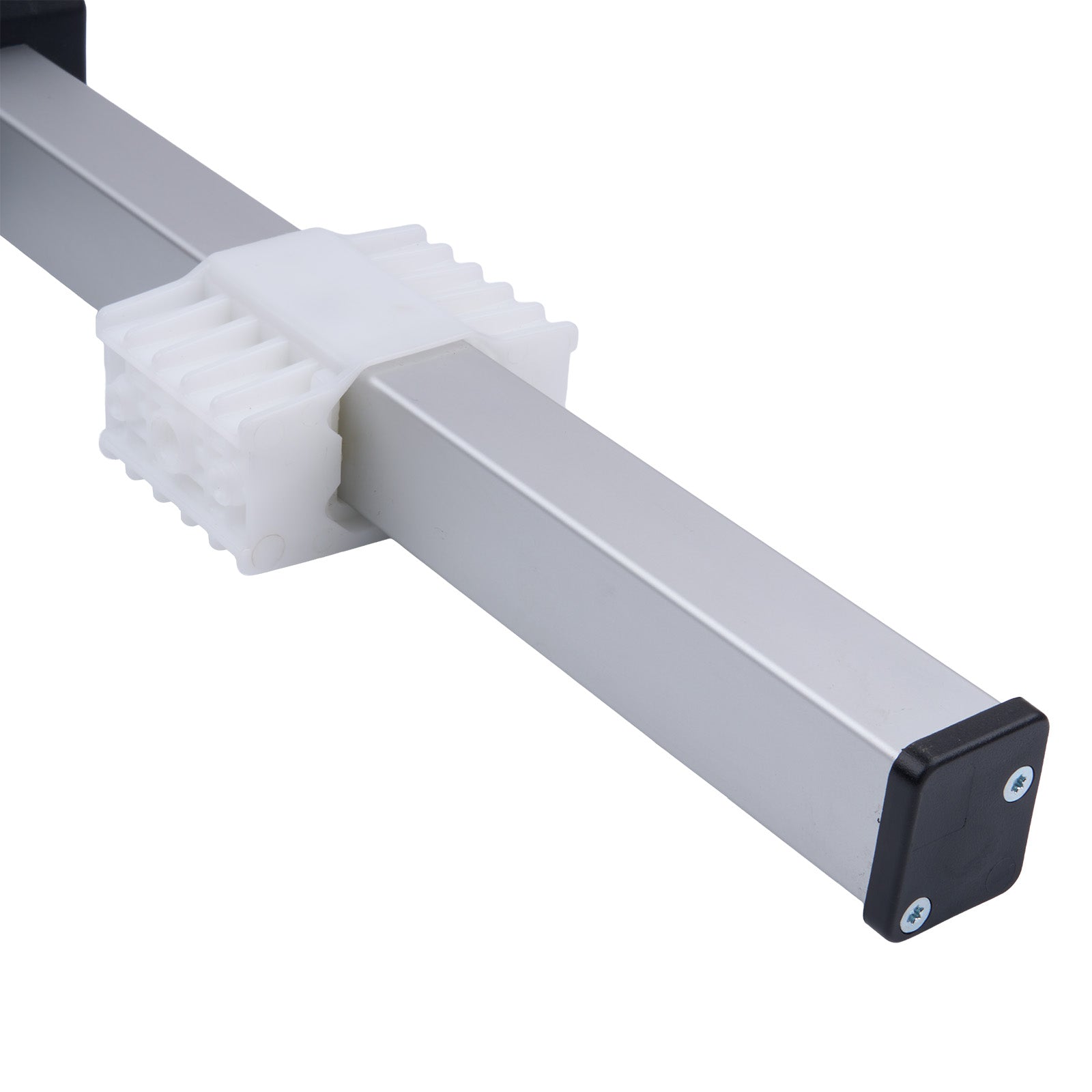 Metal crossbar with white foam padding on a white background