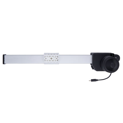 White electronic device with a black component on a white background