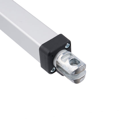 Metallic rod with a black connector on a white background