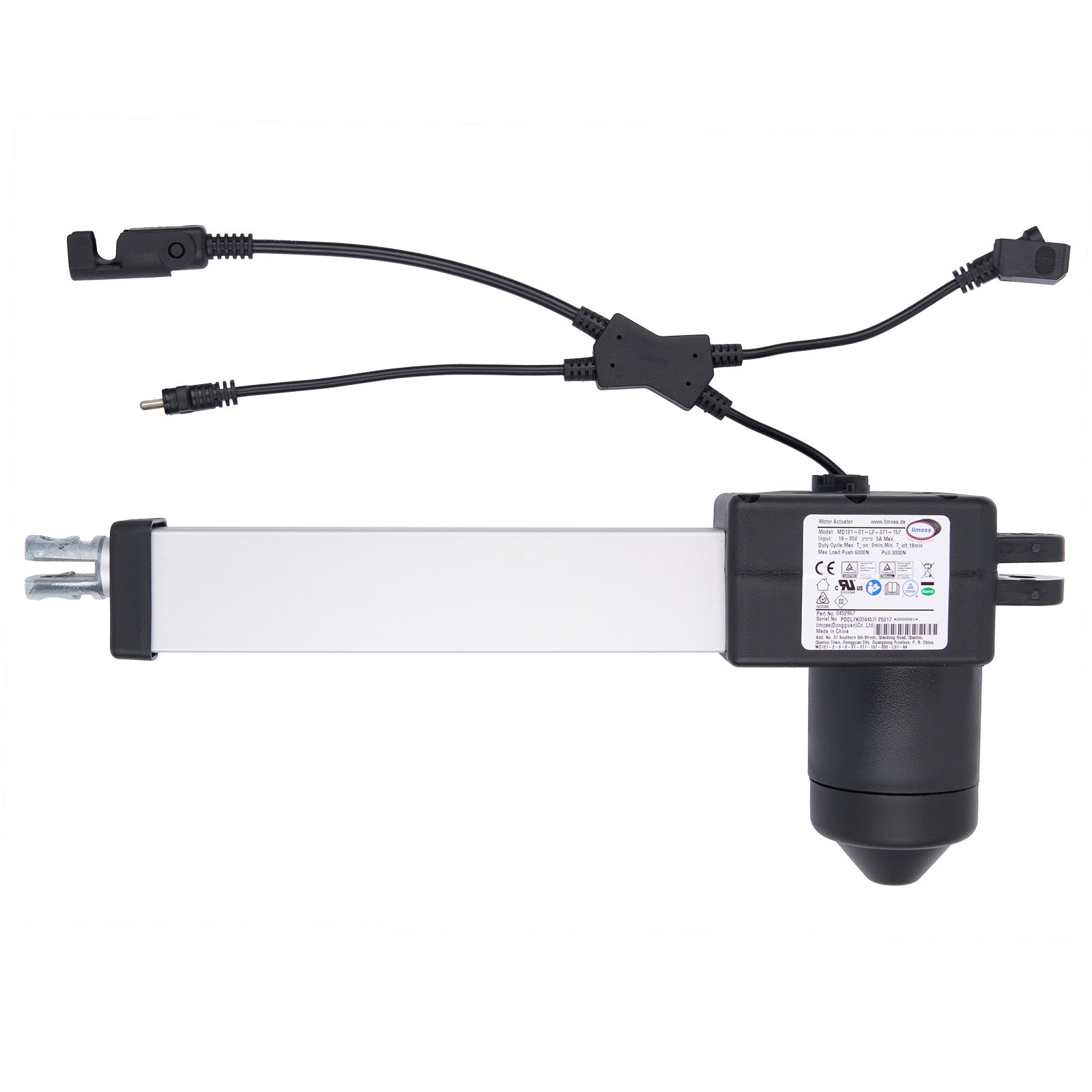 Electrical component with multiple cables on a white background