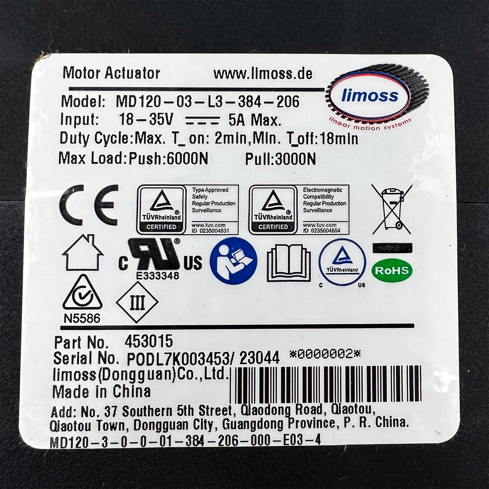 Limoss 453015 Linear Actuator MD120-03-L3-384-206 – Life Easy Supply